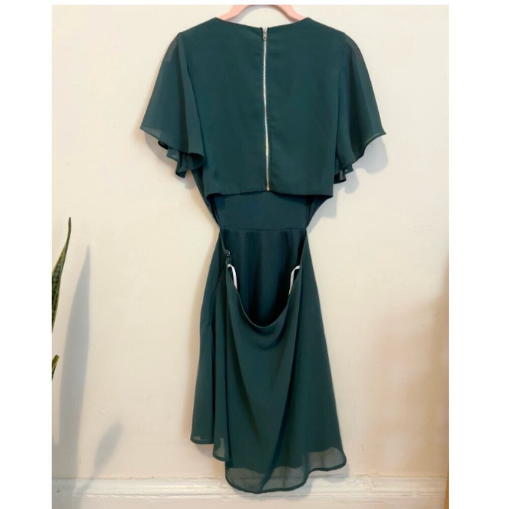 Like New Lulus Blissful Love Cutout Mini Skater Dress, Dark Green, Size Small - Picture 6 of 6